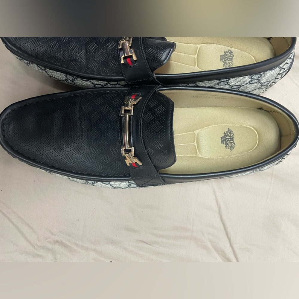 Men's Black Loafers with Gold Accent